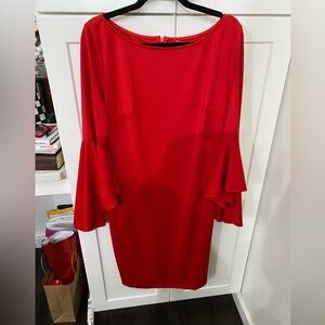 Woman’s red holiday long bell sleeve holiday cocktail party dress sizelg